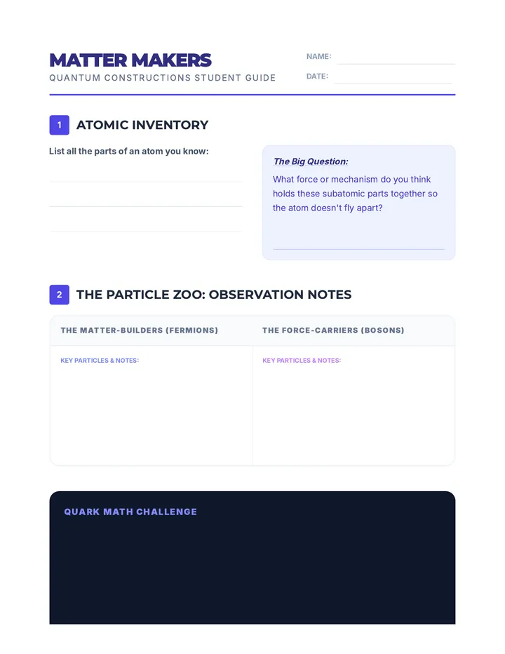 Matter Makers Worksheet