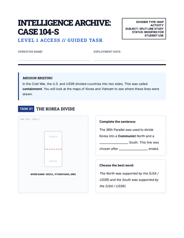 Split Line Simplified Worksheet