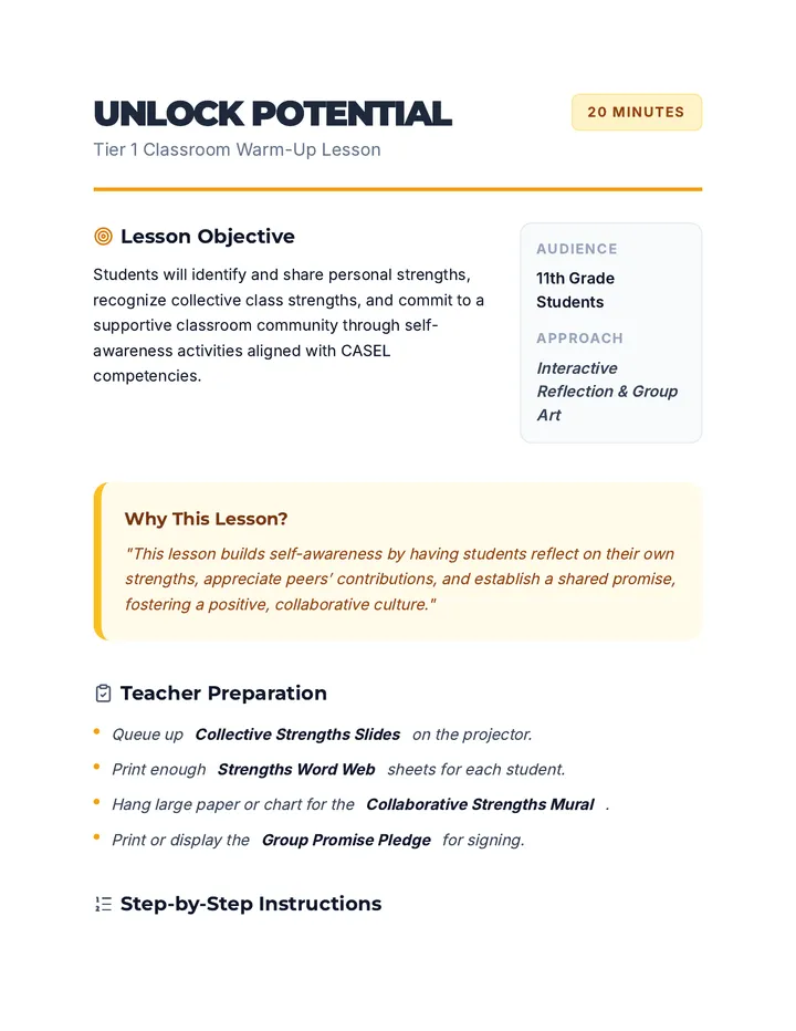Unlock Potential Lesson Plan