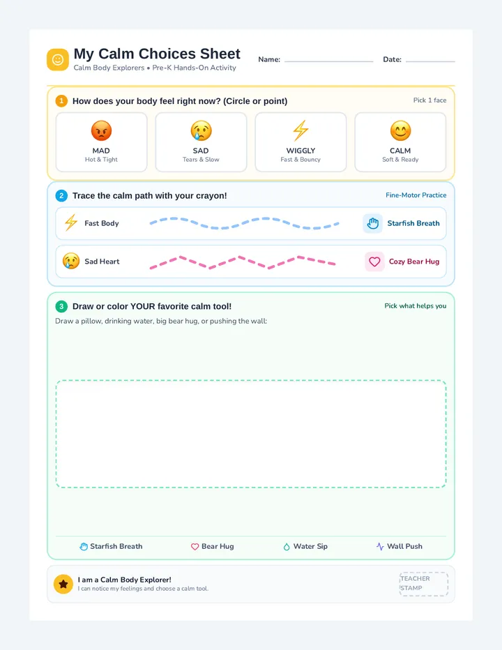 Calm Choices Activity Sheet