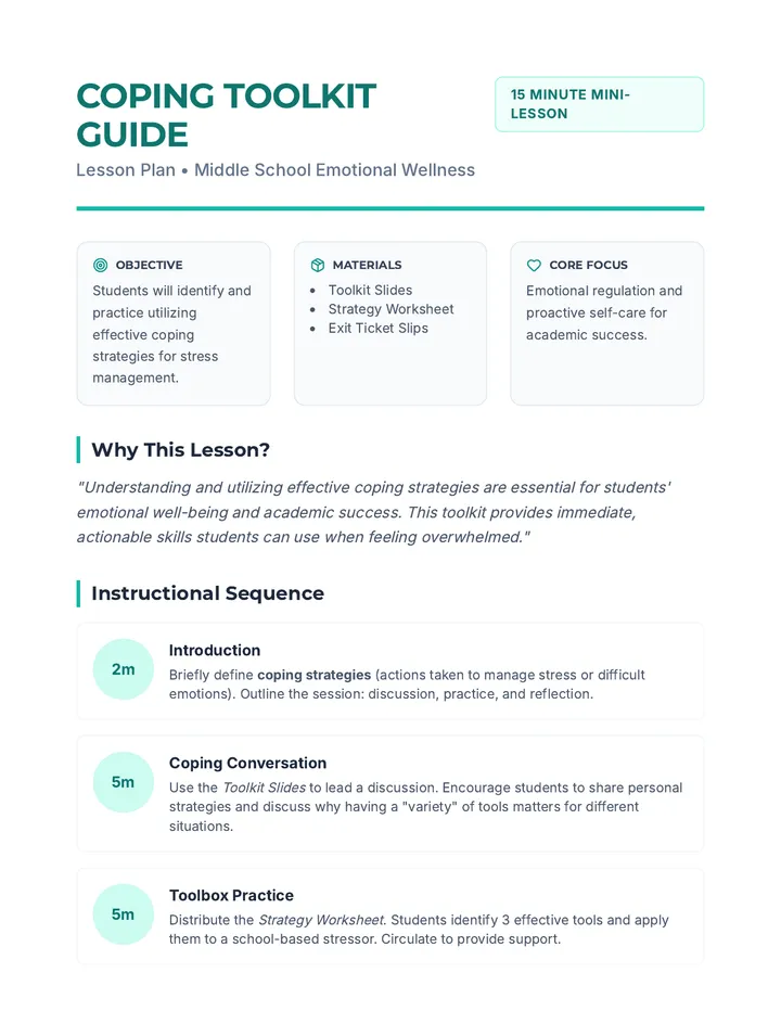 Coping Toolkit Lesson Plan