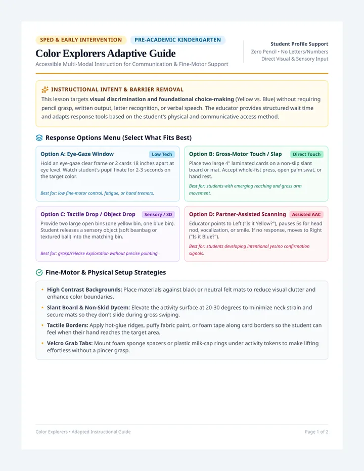 Color Explorers Adaptive Guide