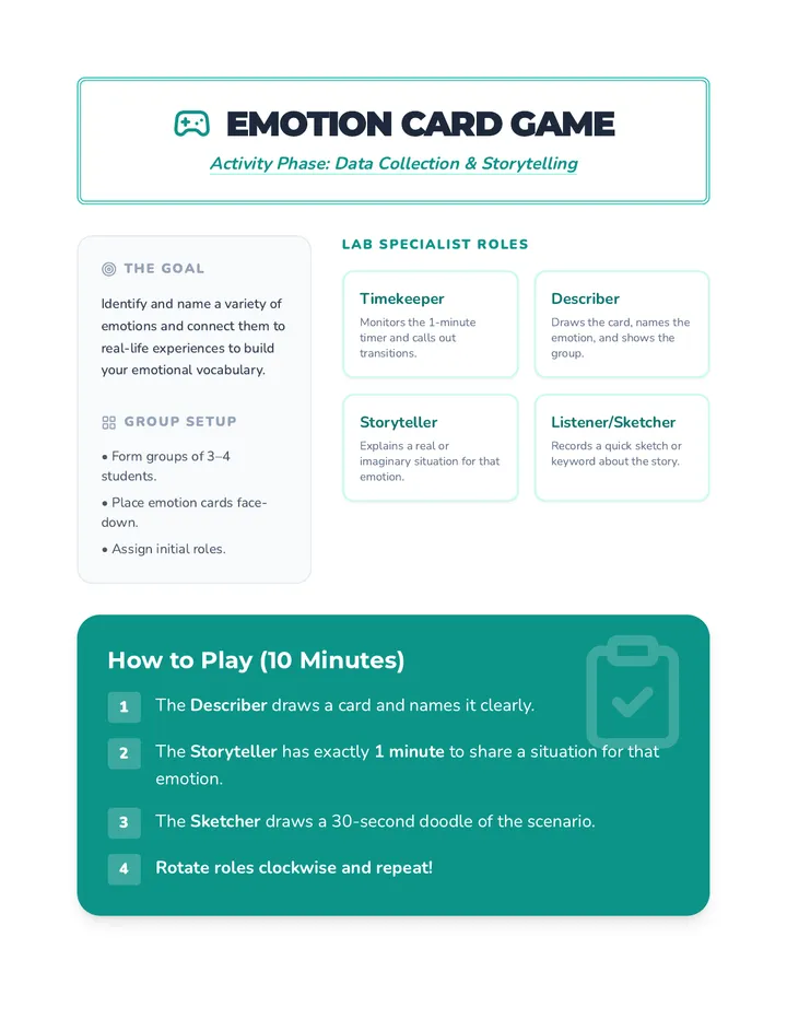 Emotion Card Game Activity Guide