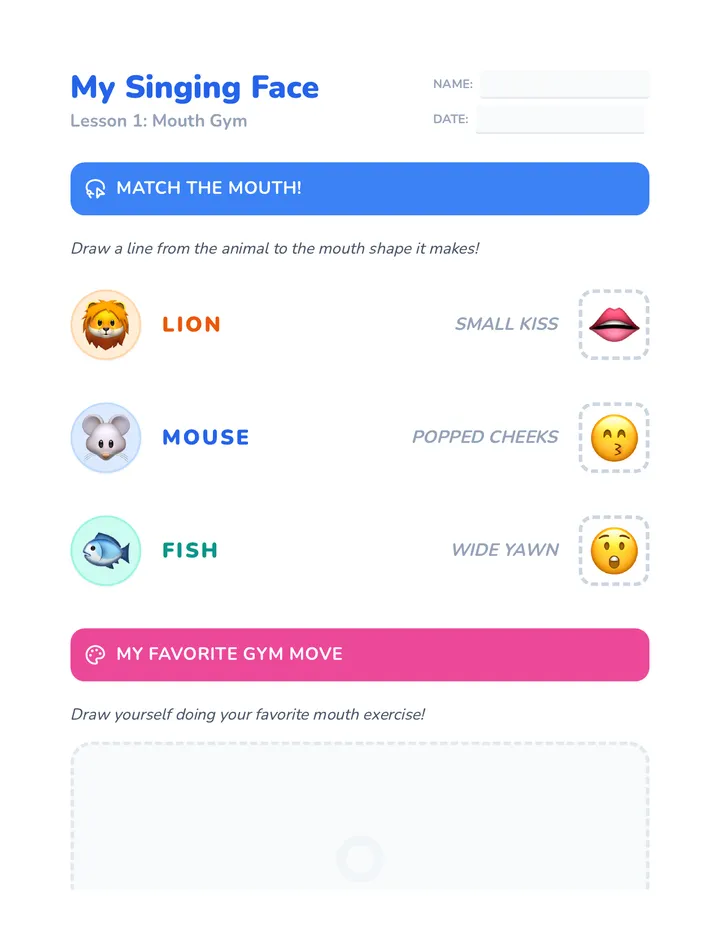 Mouth Warmup Worksheet