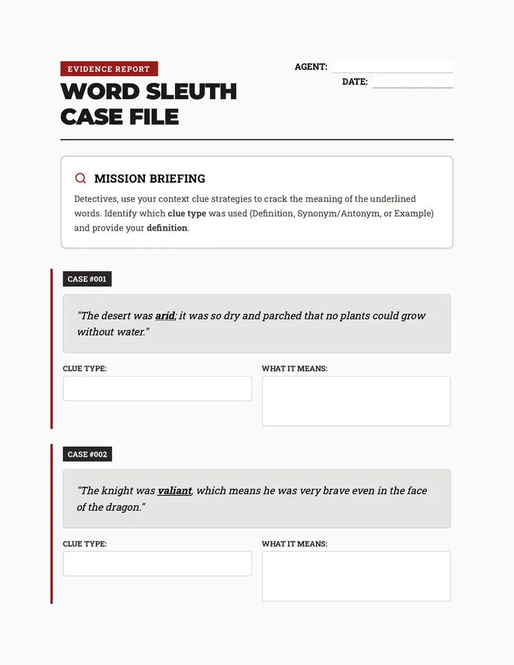 Sleuth Case File Worksheet