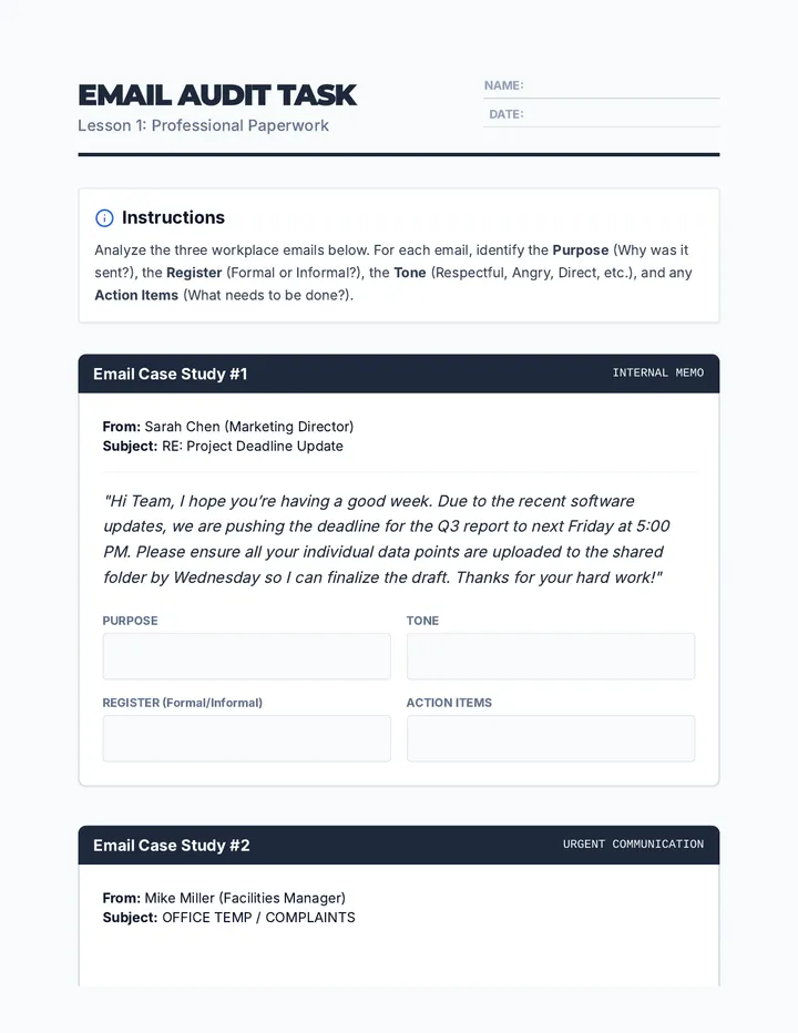 Email Audit Worksheet