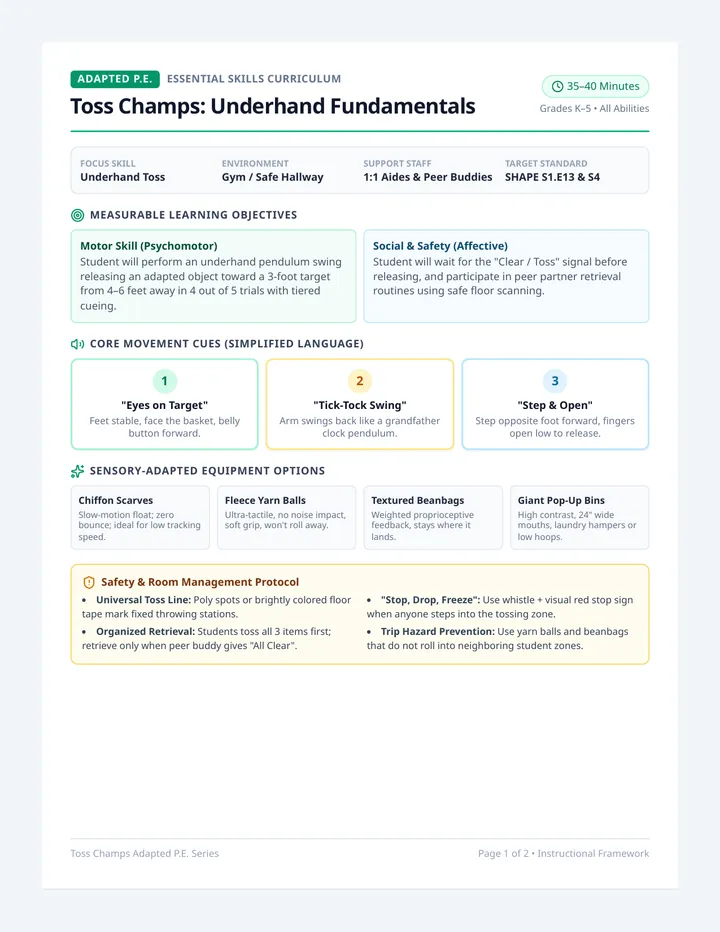 Toss Champs Lesson Plan