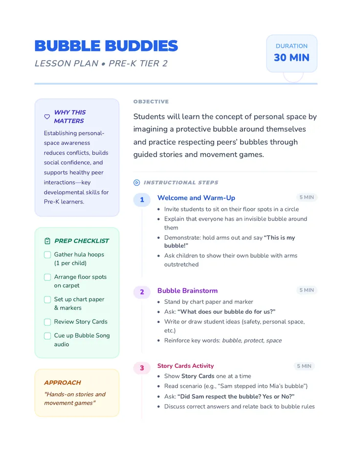 Bubble Buddies Lesson Plan