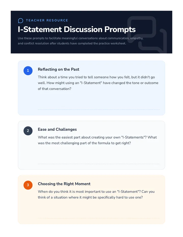 I-Statement Discussion Prompts