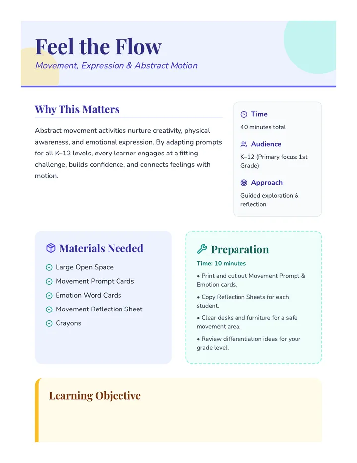 Feel the Flow Lesson Plan