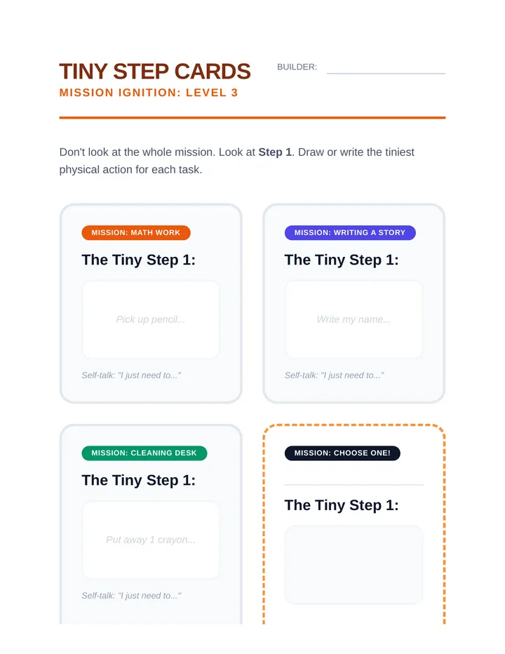 Tiny Step Cards Worksheet