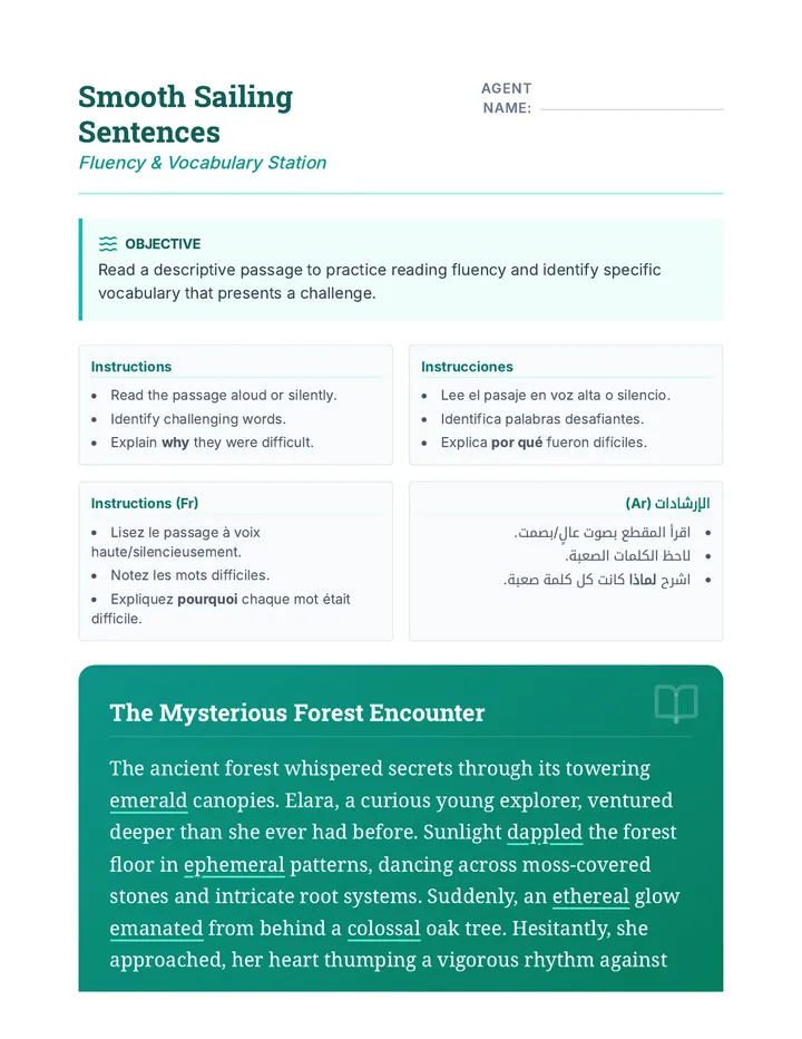 Smooth Sailing Sentences Activity