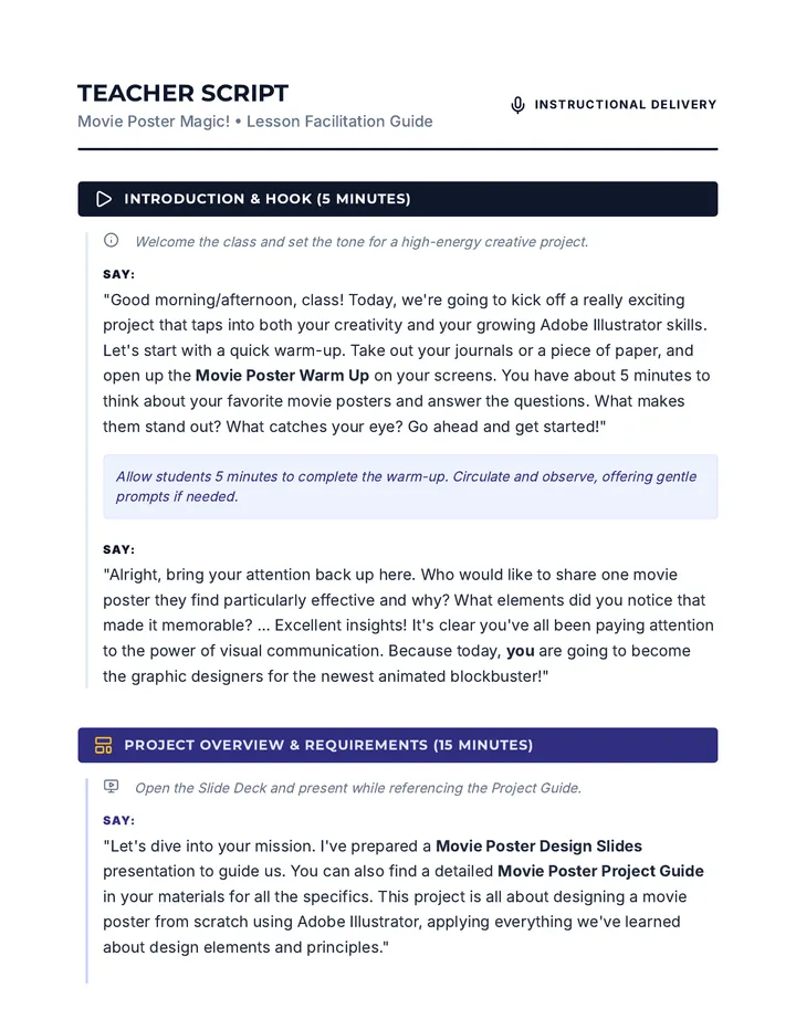 Movie Poster Teacher Script