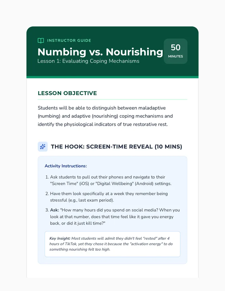 Numbing Nourishing Teacher Guide