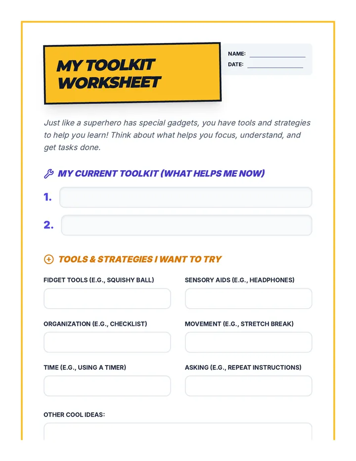 Self Advocacy Toolkit Worksheet
