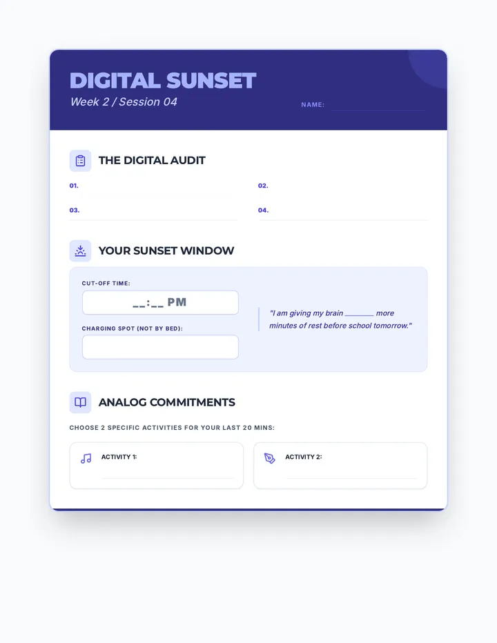 Digital Sunset Worksheet Revised