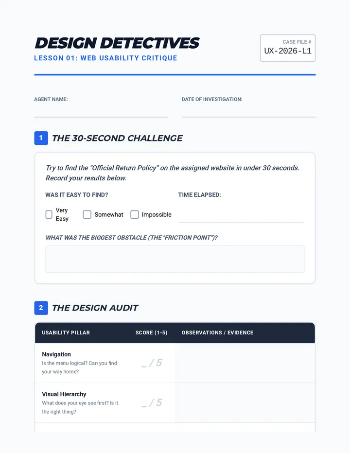 Web Critique Worksheet