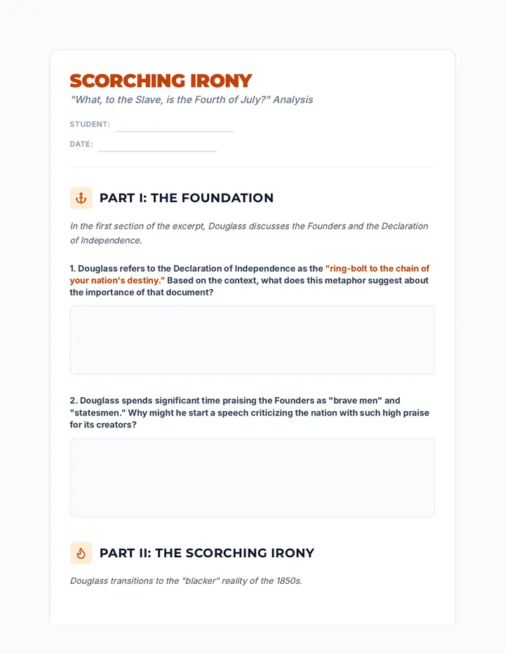 Scorching Irony Worksheet