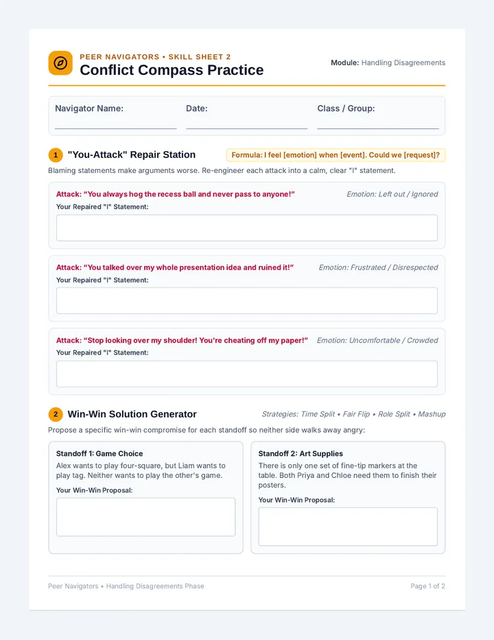 Conflict Compass Practice Worksheet