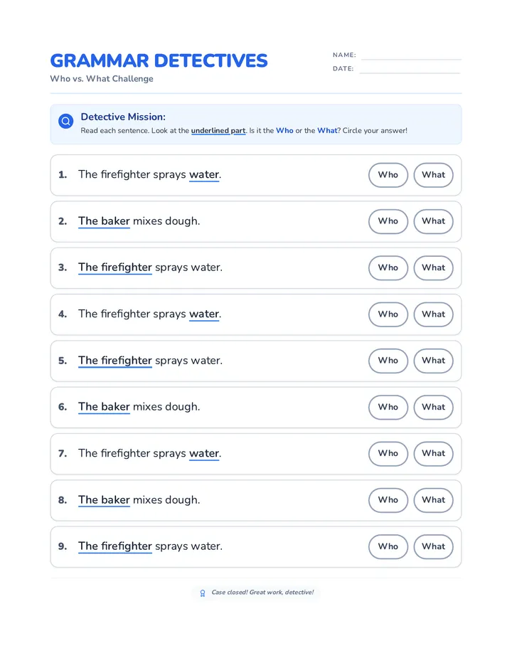 Grammar Detectives Worksheet Shuffled