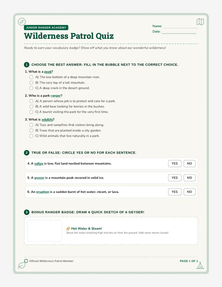 Wilderness Patrol Quiz