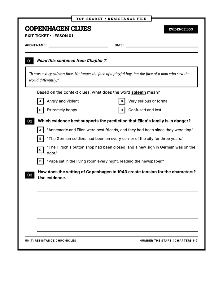 Copenhagen Clues Exit Ticket