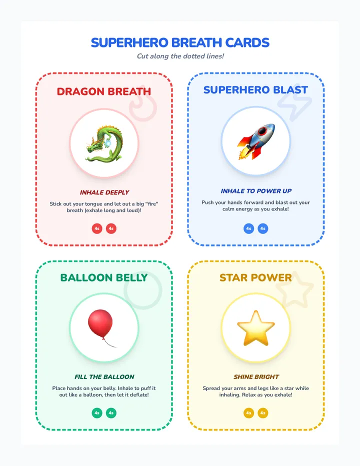 Superhero Breath Cards