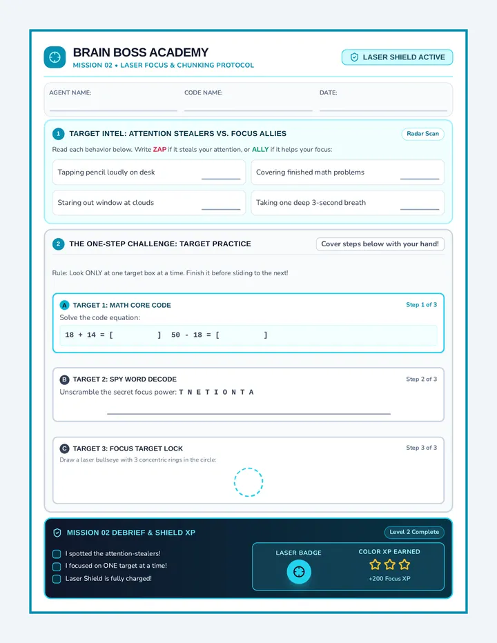 Laser Focus Activity Sheet
