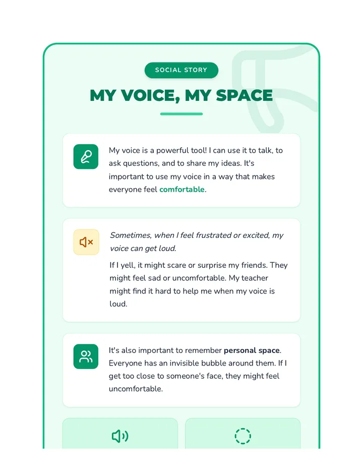 Social Story My Voice My Space