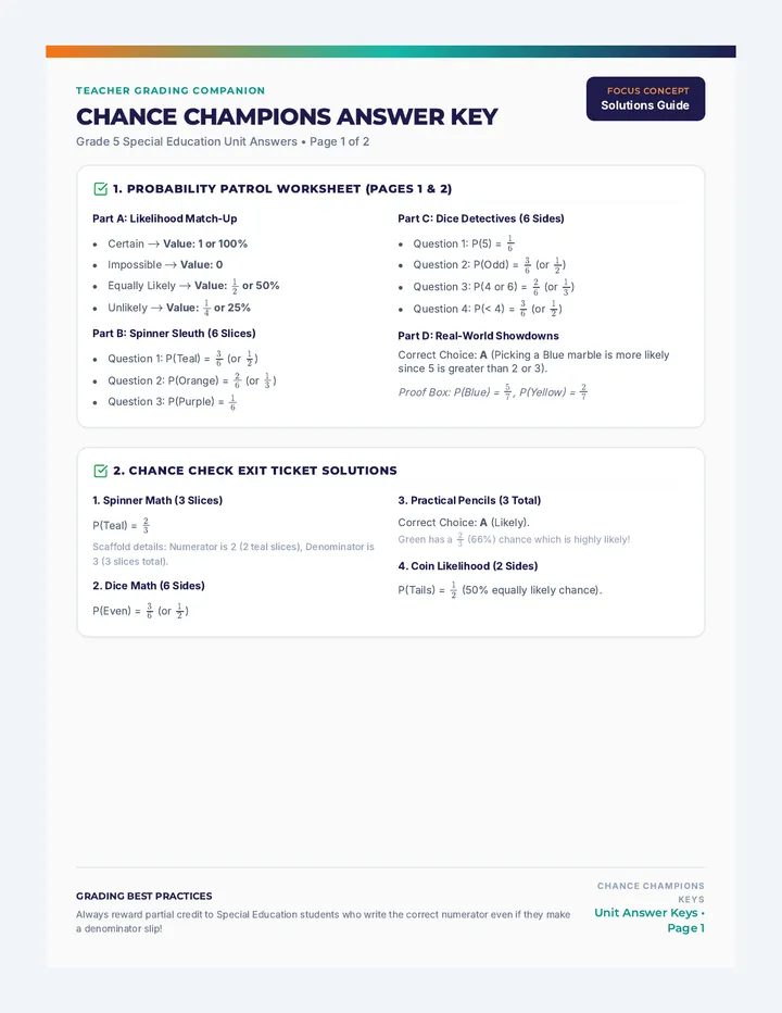 Chance Champions Answer Key