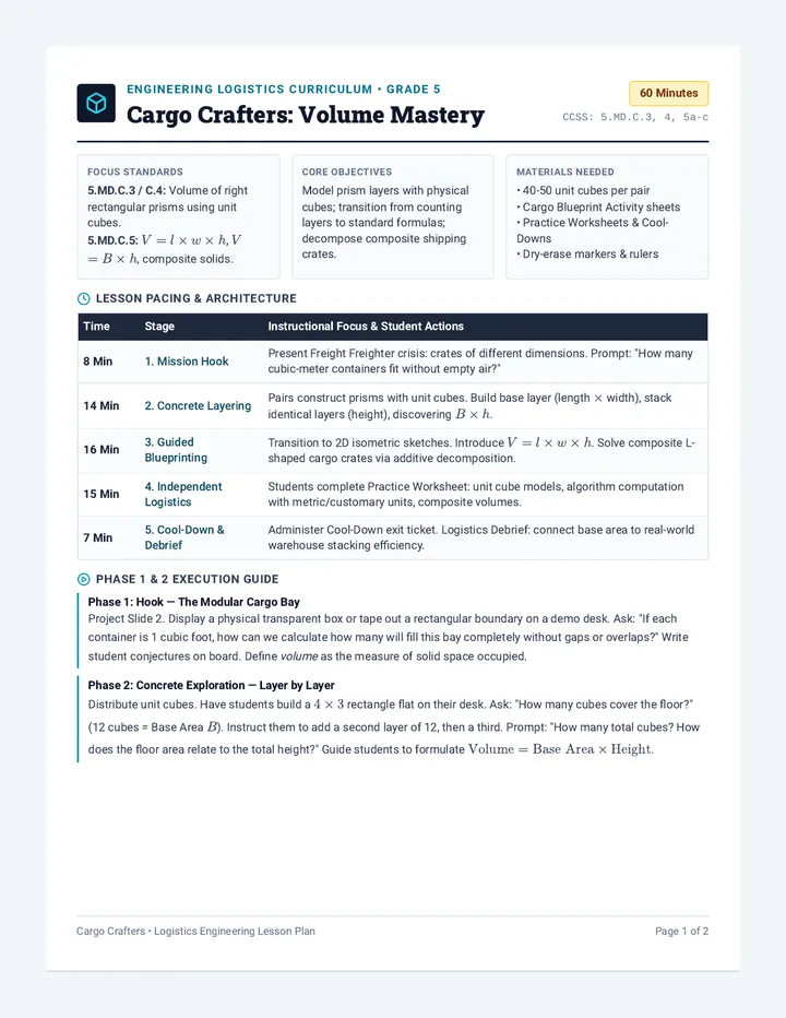 Cargo Crafters Lesson Plan