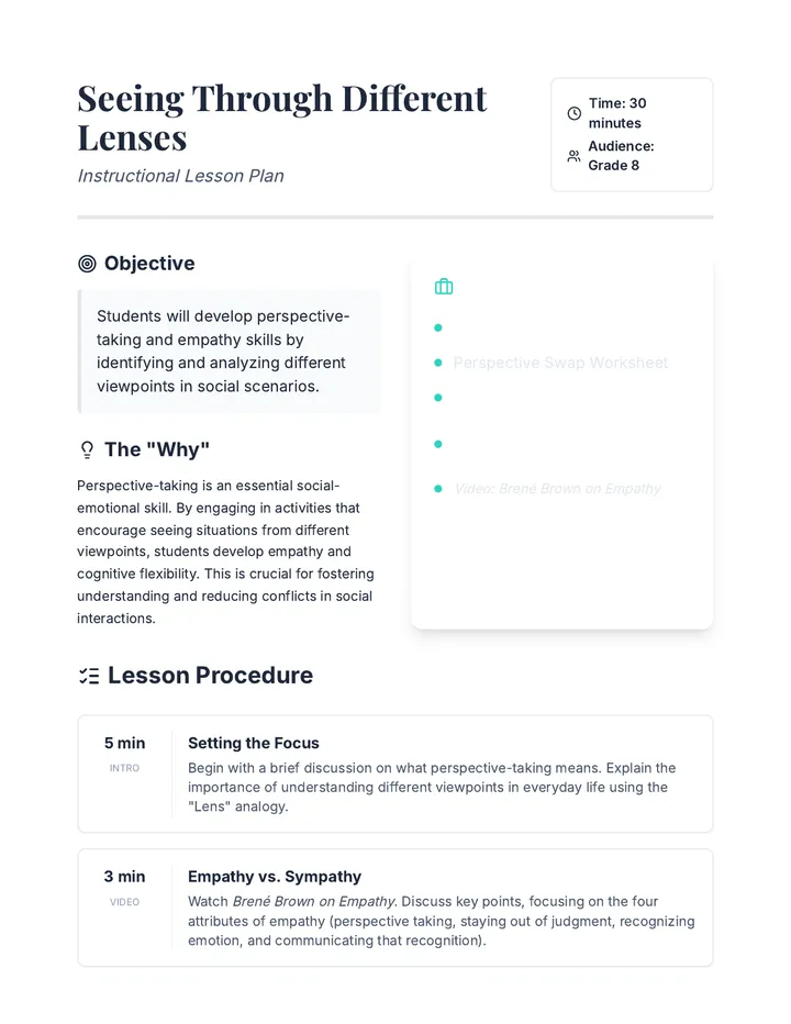 Seeing Through Different Lenses Lesson Plan