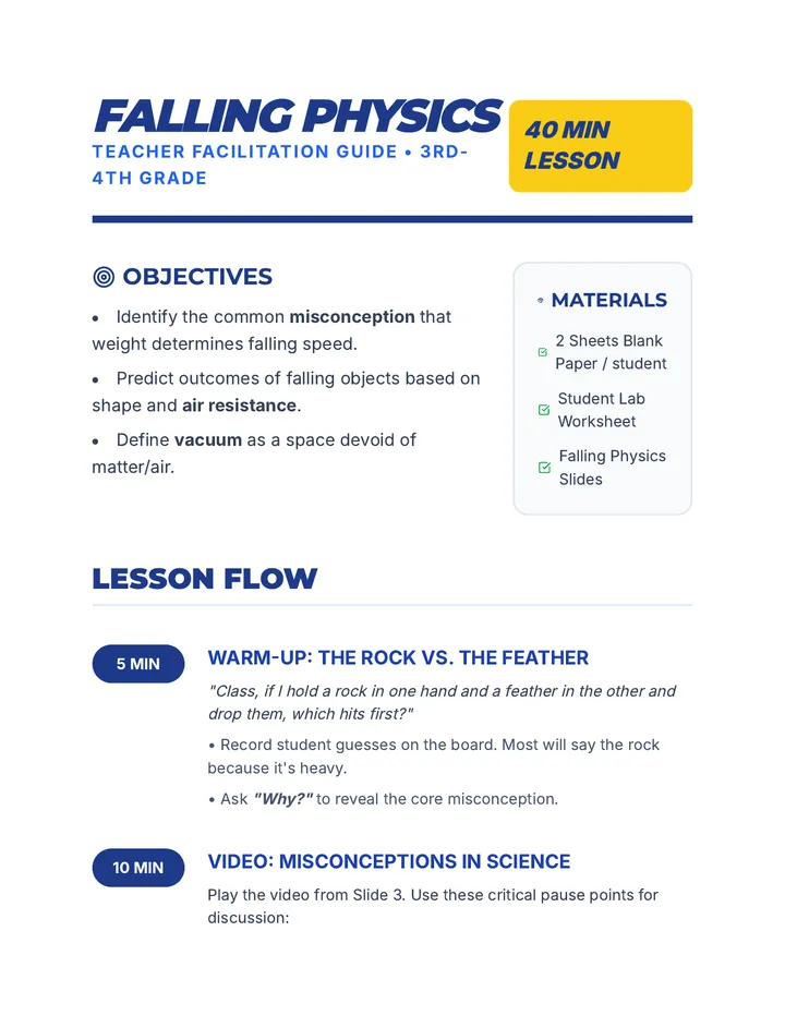 Falling Physics Teacher Guide