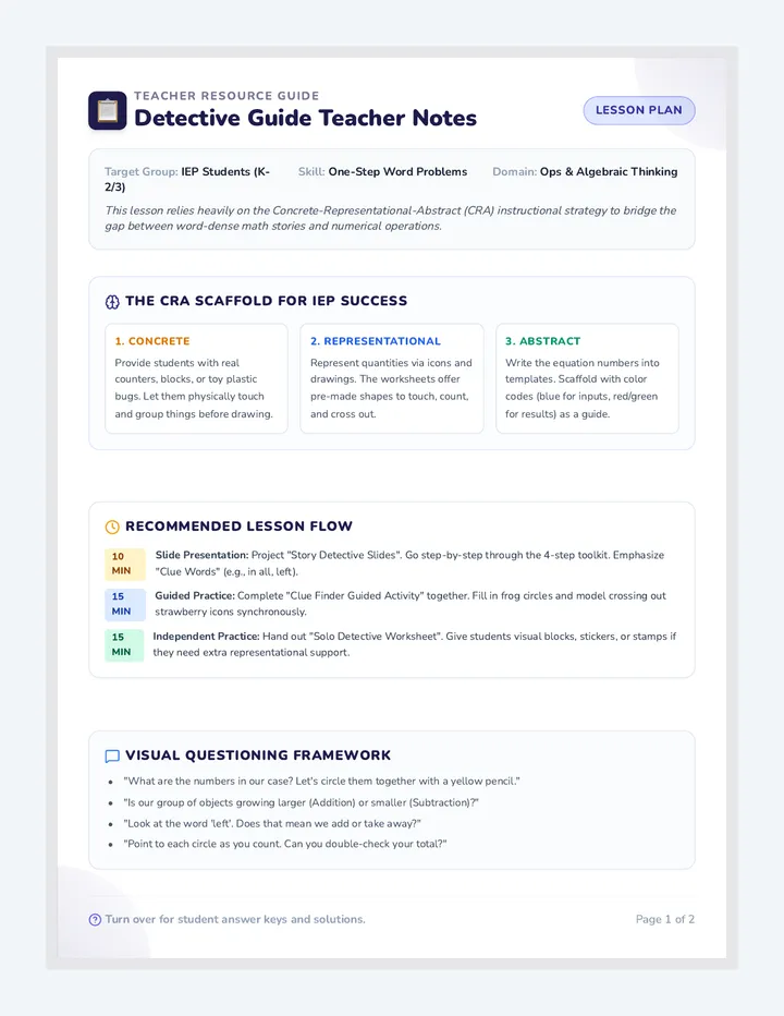 Detective Guide Teacher Notes