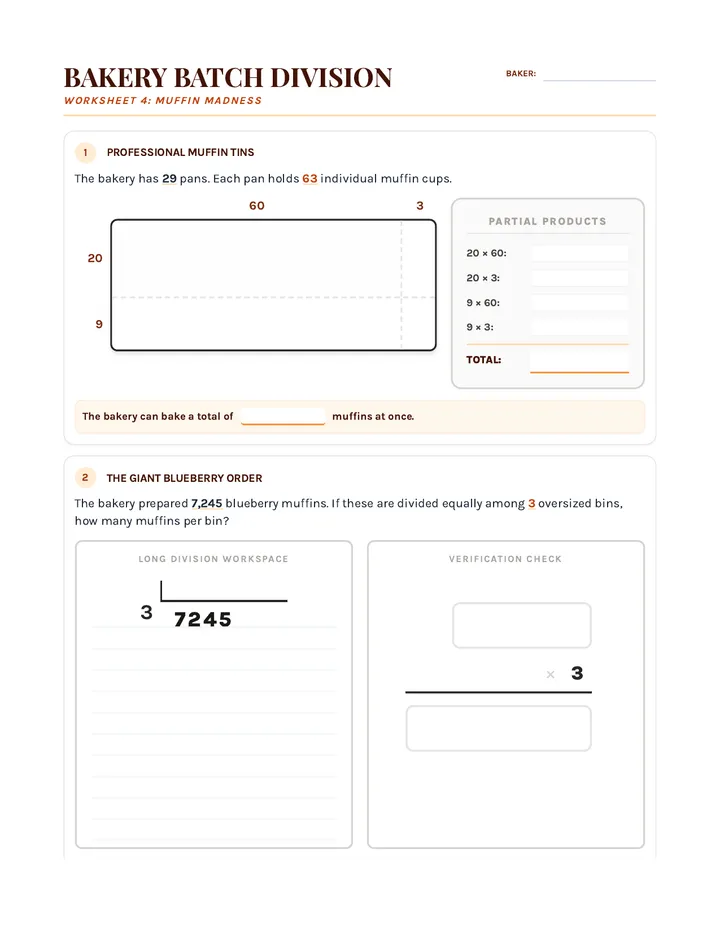 Muffin Madness Worksheet