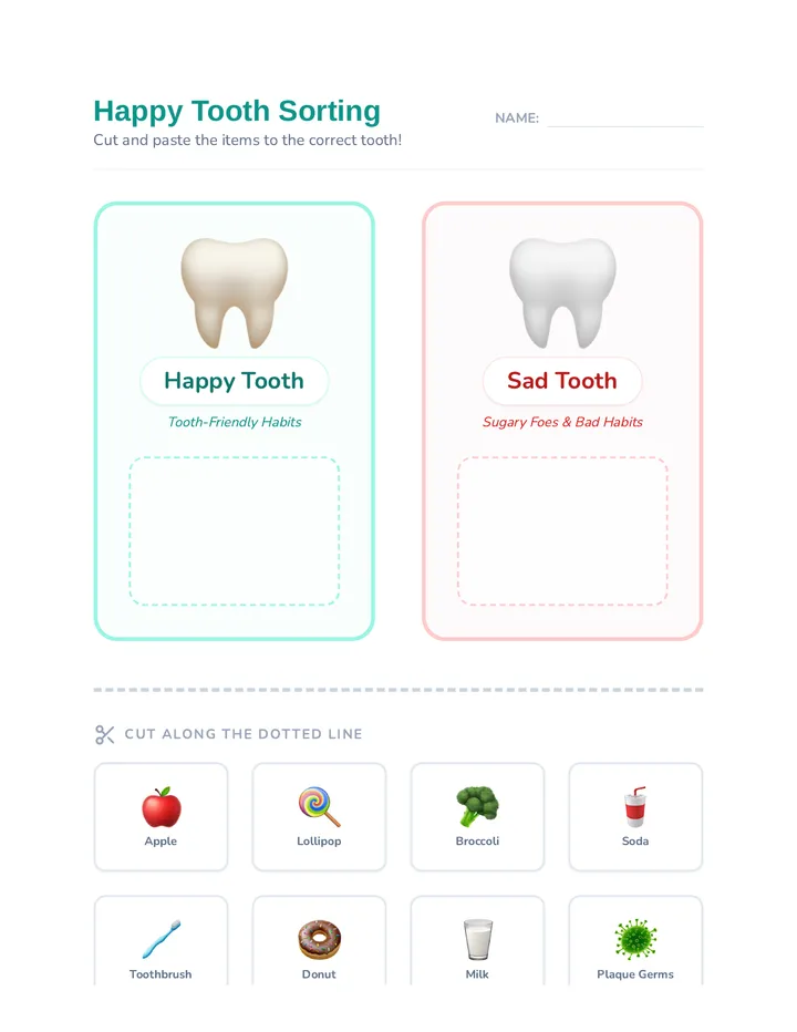 Happy Tooth Sorting Activity