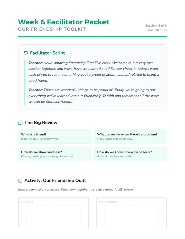 Week 6 Facilitator Packet