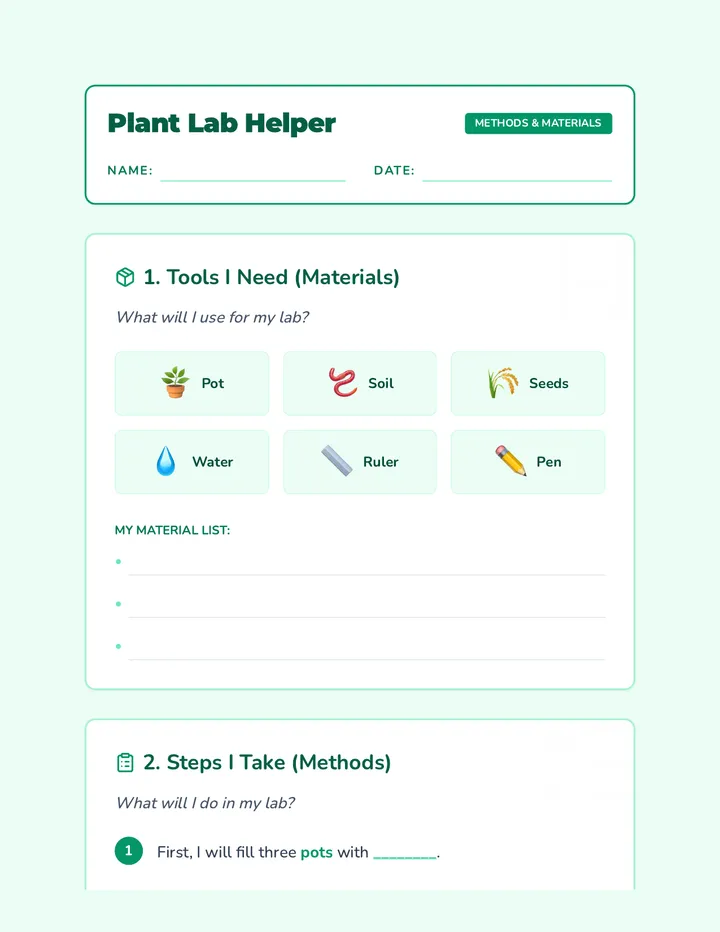 Plant Lab Helper Worksheet