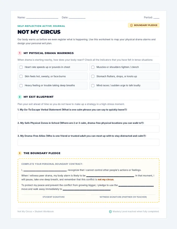 Not My Circus Worksheet