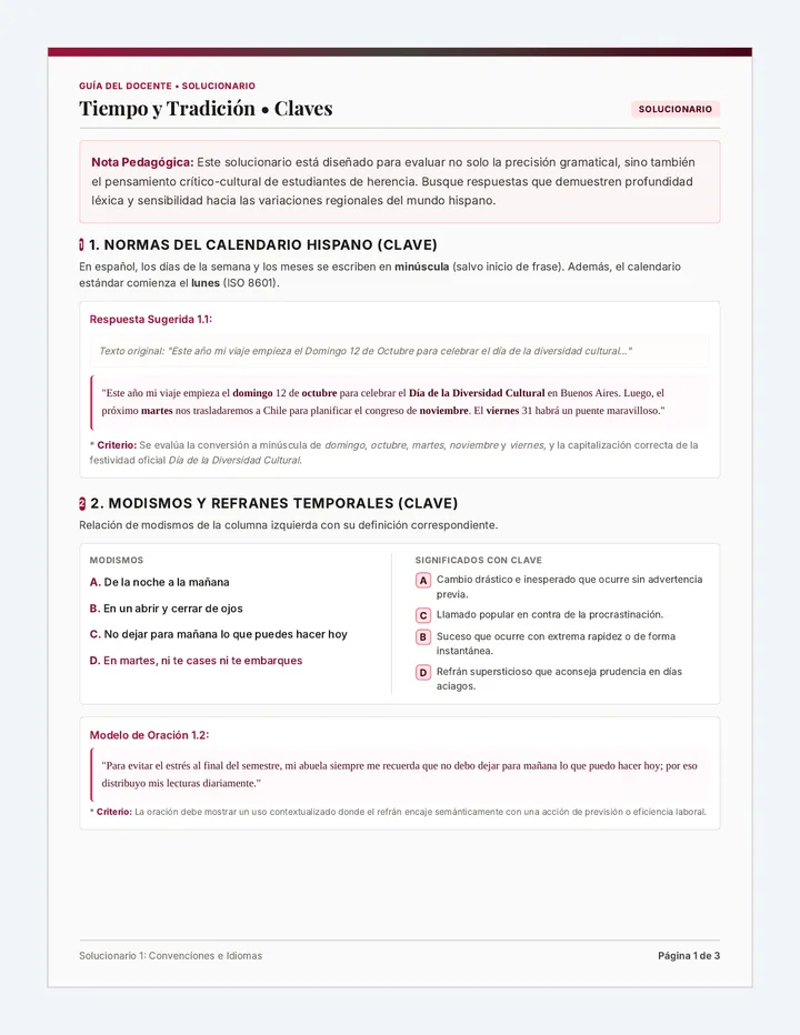 Planificador de Tradiciones Solucionario