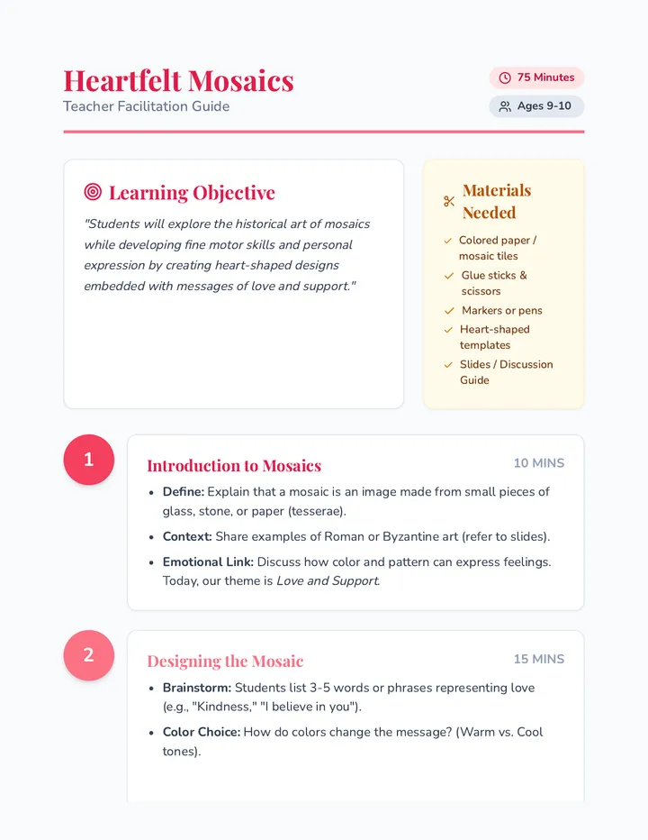 Heartfelt Mosaics Teacher Guide