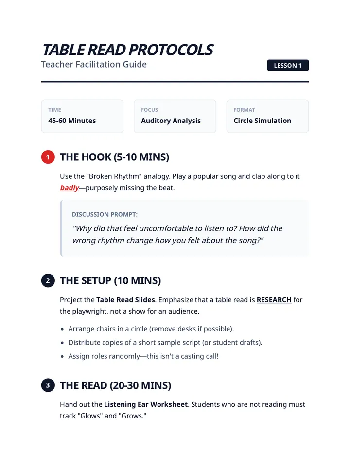 Table Read Teacher Guide