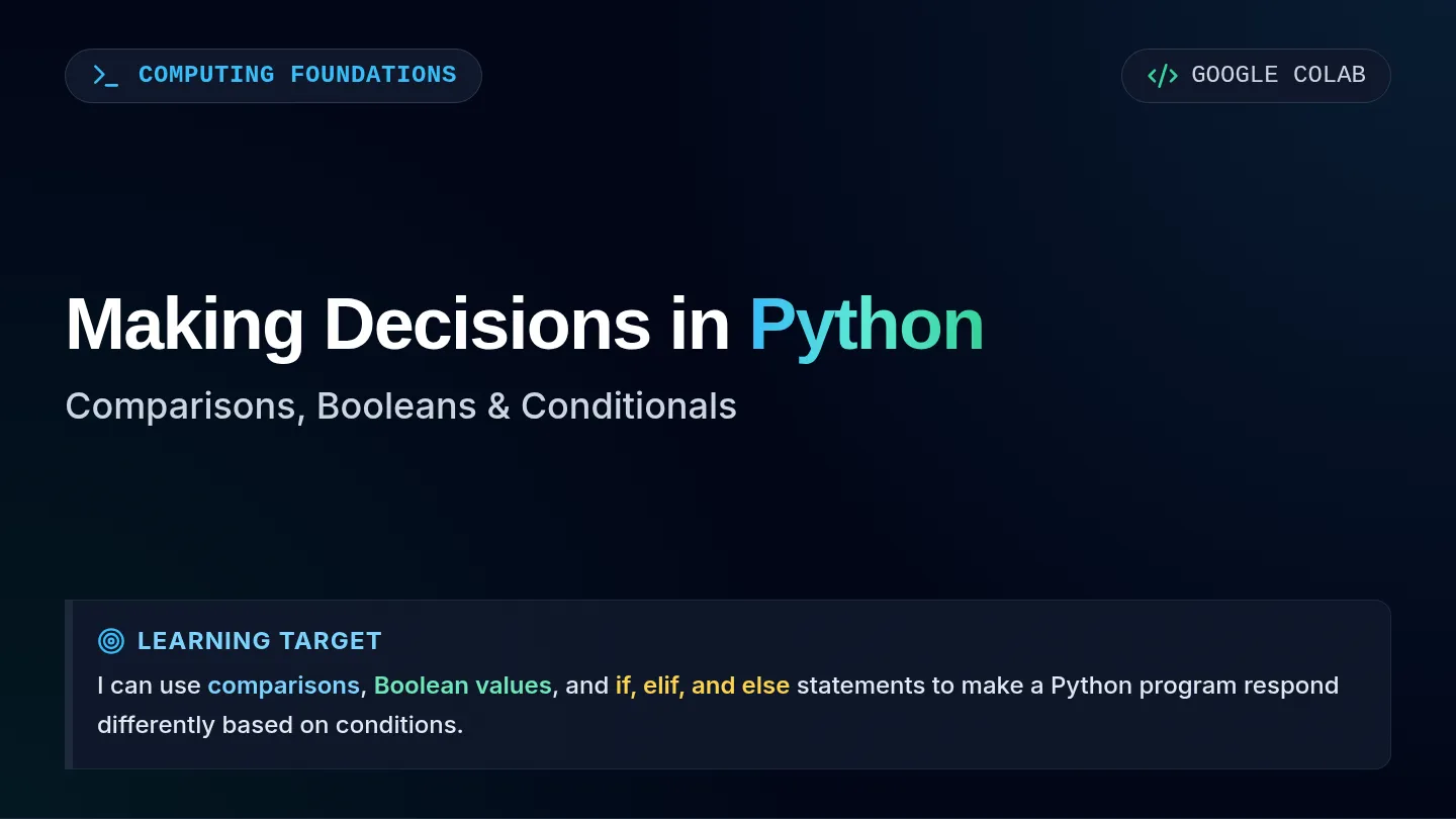 Python Decisions Slides