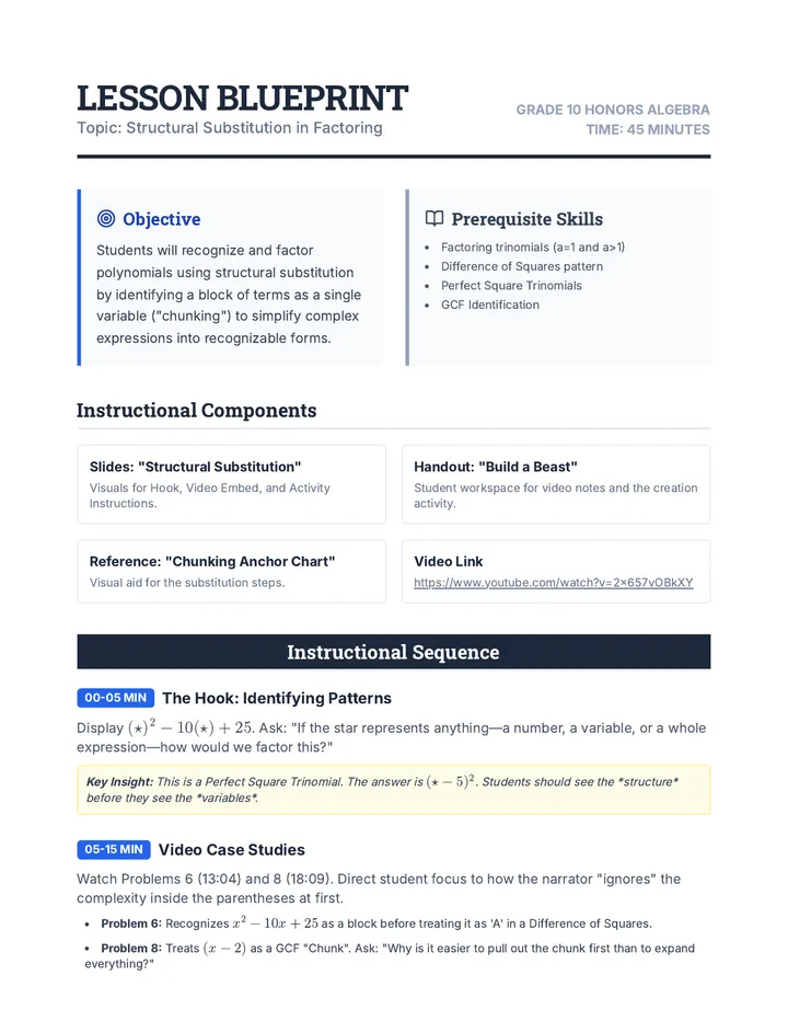 Structural Substitution Teacher Guide