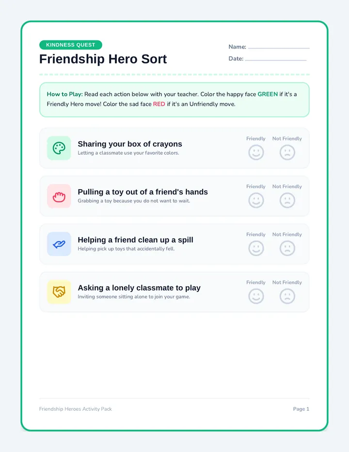 Friendship Heroes Activity Pack