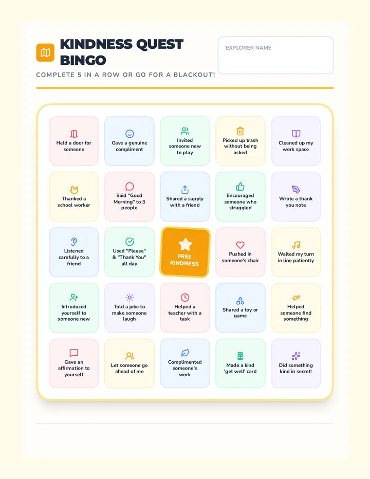 Kindness Quest Bingo