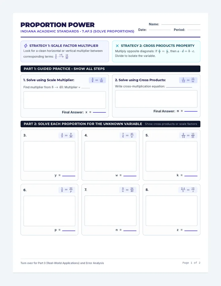 Proportion Power Worksheet