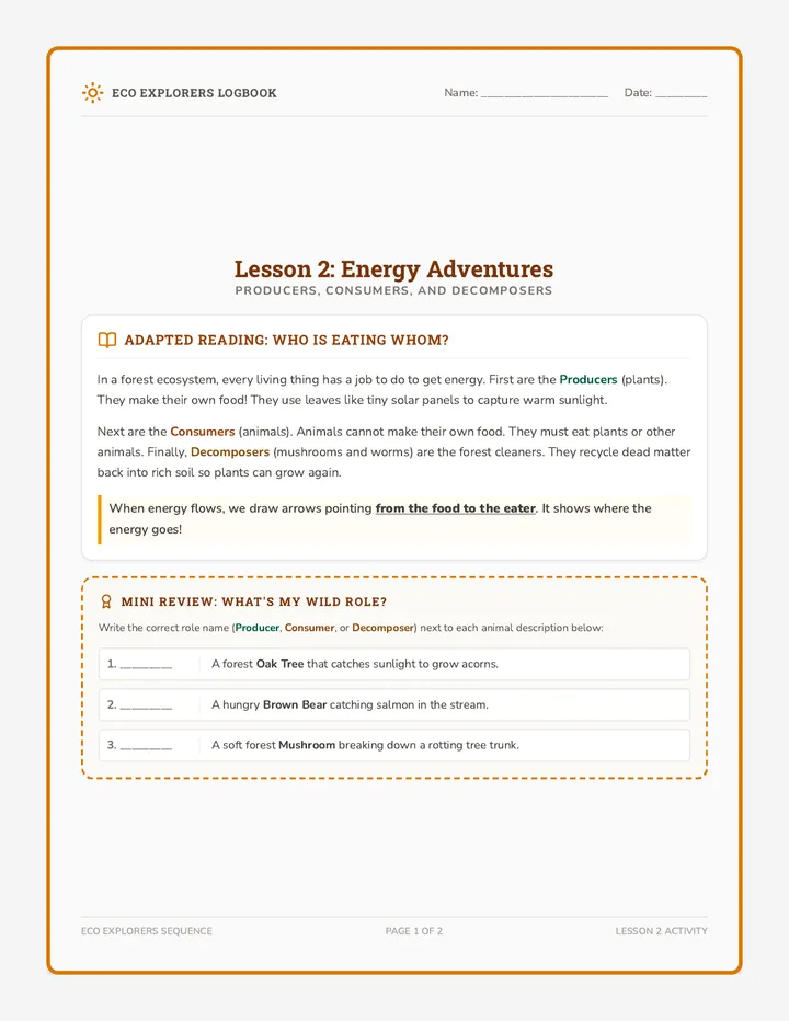 Food Web Builder Activity