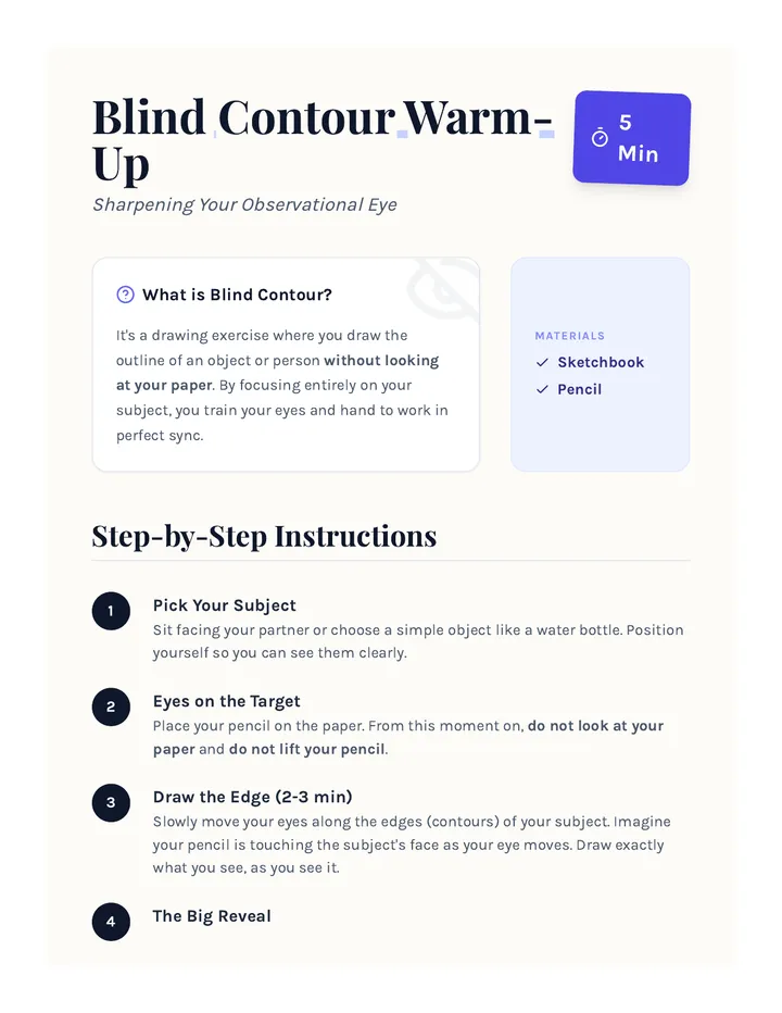 Blind Contour Warm-Up Activity