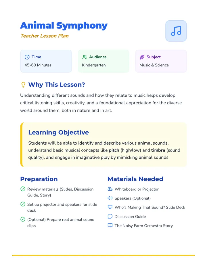 Animal Symphony Lesson Plan